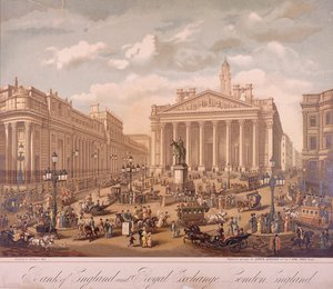 Bank of England und Royal Exchange, London, ca. 1860