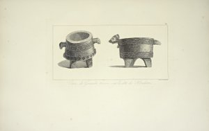 Vasen aus Granit, gefunden an der Küste von Honduras, Illustration aus "Vues des Cordillères et Monumens des Peuples Indigènes de l