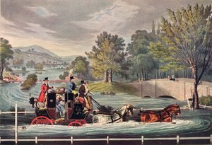 Postkutsche in einer Flut, ca. 1827, 1904