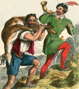 Robin Hood und Little John bringen den fetten Hirsch nach Hause