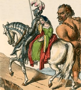 Sir Bevis und Josyan führen Ascapart von F. Tayler