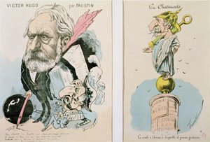 Karikaturen von Victor Hugo und Napoleon III, 1870