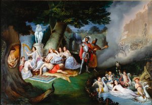Renaud im Garten von Armide Illustration einer Szene aus „Das befreite Jerusalem“ (La Gerusalemme Liberata) von Torquato Tasso