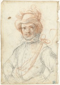 Porträt eines Kriegers, mit gefiederter Hut von Federico Zuccaro
