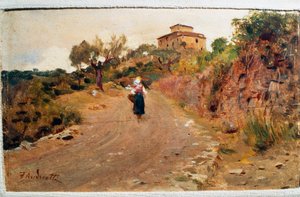 Bauer auf der Straße, ca. 1900, von Federico Andreotti (1847-1930), Italien