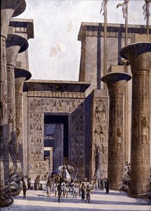 Rekonstruktion des Tempels von Amon. Illustration von F. Hoffebauer. 19. Jahrhundert. von Fedor (1839 1922) Hoffbauer