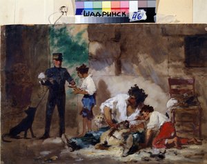 Hundefriseure in Neapel (Italien) von Fedor Andreevich Bronnikov