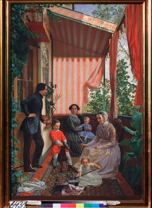 Familienporträt auf dem Balkon von Fedor Mikhailovich Slavyansky