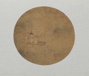 Dame in einem Boot, die Flöte spielt von Fei Danxu