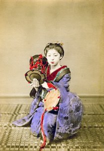 Geisha spielt die Tsuzumi, Japan, 1882 von Felice Beato