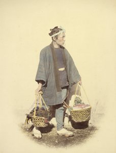 Japanischer Koch, vom Markt zurückkehrend