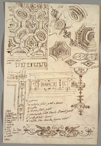 Dekorative Motive; Rückseite: Anatomische Studien
