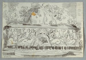 Entwurf für einen Brunnen mit Triton von Felice Giani
