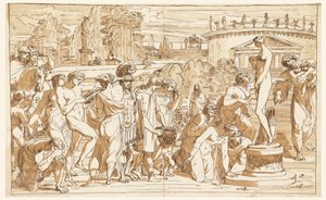 Zeichnung, Verehrung der Venus in einer klassischen Landschaft, ca. 1820