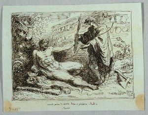 Herkules fügt Bogen und Pfeil zu Philoktetes hinzu