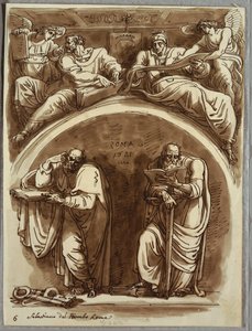 Lunette mit den Heiligen Petrus und Paulus, Matthäus und dem Propheten Jesaja, Studie nach Sebastiano del Piombo