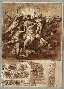 Madonna in Herrlichkeit, Studie nach Bartolomeo Passeroti Bologna; Architektonische Details von Felice Giani