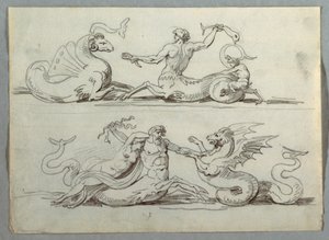 Meereszentaur kämpft gegen Meeresmonster von Felice Giani