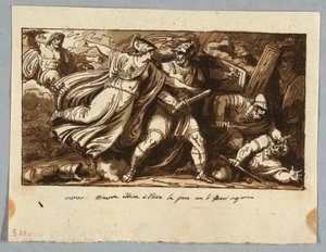 Blatt aus einem Skizzenbuch: Minerva befiehlt Ulysses, Frieden mit den Freiern der Penelope zu schließen