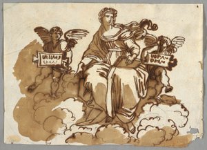 Theologie, nach Raphael Sansio, Stanza della Segnatura, Vatikan von Felice Giani