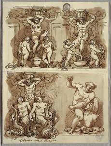 Drei Hermen, Studien nach Carracci von Felice Giani