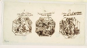 Drei Skizzen zu Theseus-Themen, für die Sala di Teseo, Palazzo Gaddi, Forli