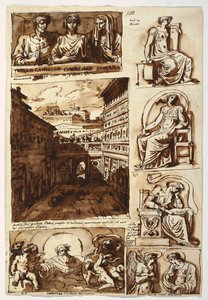 Verschiedene Kunstwerke. Der Hof des Palazzo Mattei in Rom von Felice Giani
