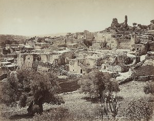 Panoramablick auf Betania, den alten Namen eines kleinen Dorfes auf der Ostseite des Ölbergs, auf der Straße von Jerusalem nach Jericho