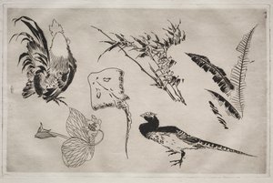 Tafelservice (Rousseau-Service): Hähne, Rochen, Pflanzen usw. (Nr. 9) von Felix Bracquemond