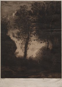 Landschaft: Sonnenuntergang, nach Corot, um 1858