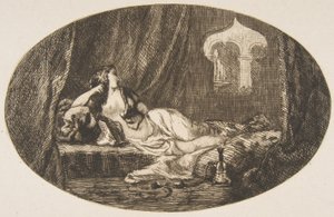 Odaliske, die in einem Harem ruht, aus Titres de Romance, 1857 von Felix Bracquemond