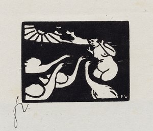 Badende mit Schwänen, X aus "Les Petites Baigneuses", 1893 von Felix Edouard Vallotton
