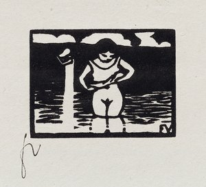 Mädchen zieht ihr Hemd aus, VI aus "Les Petites Baigneuses", 1893 von Felix Edouard Vallotton