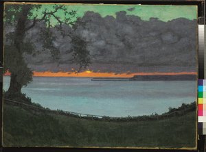 Sonnenuntergang bei Grace, Orange und Grüner Himmel von Felix Edouard Vallotton