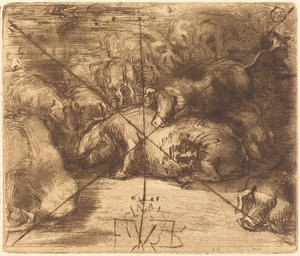 Schweine in der Sonne von Felix Hilaire Buhot