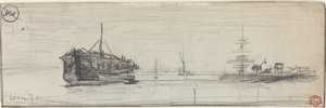 Schiffe im Hafen von London von Felix Hilaire Buhot