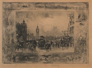 Westminster-Brücke oder Westminster-Turm von Felix Hilaire Buhot