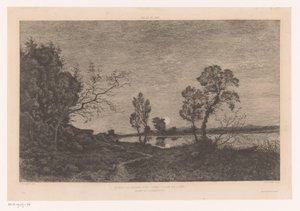 Landschaft mit See bei Mondlicht von Felix Oudart