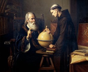 Galileo Galilei (1564-1642) erklärt seine Theorien an der Universität Padua, Gemälde von Felix Parra (1845-1919) von Félix Parra