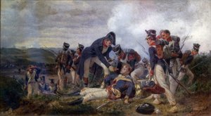 Ein Linieninfanterie-Schützenoffizier rettet einen Leutnant des britischen 13. Leichten Dragonerregiments, 2. Hälfte des 19. Jahrhunderts von Felix Philippoteaux
