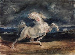 Pferd erschreckt durch Blitz von Ferdinand Victor Eugene Delacroix