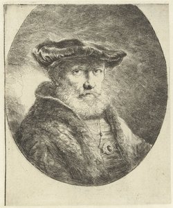 Büste eines alten Mannes mit Samtbarett
