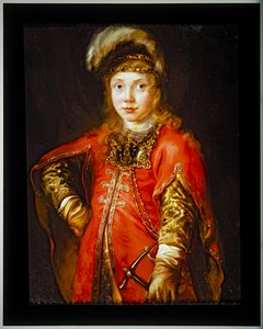 Porträt eines Jugendlichen in einer roten Tunika von Ferdinand Bol
