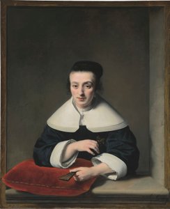 Porträt einer Dame am Fenster von Ferdinand Bol