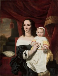 Porträt von Johanna de Geer-Trip mit Tochter Cecilia von Ferdinand Bol