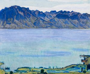 Genfersee mit den Savoyer Alpen von Ferdinand Hodler