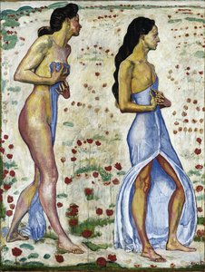 Zwei Frauen in Blumen Emotion 1a, 1901-1906 von Ferdinand Hodler
