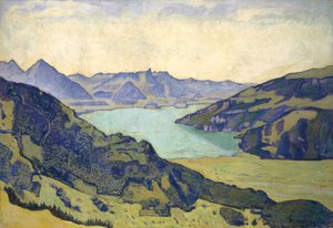 Blick auf den Thunersee von Breitlauenen, 1906 von Ferdinand Hodler
