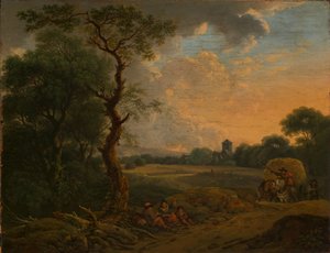 Abendlandschaft mit Heuwagen von Ferdinand Kobell