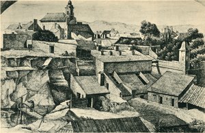 Steinbruch in Alt-Matzleinsdorf, mit der Pfarrkirche St. Florian in Wien, 1814-1815, 1943 von Ferdinand Olivier